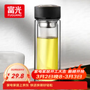 富光 男女士双层玻璃杯 水杯 支持团购定制 304杯子泡茶杯400ML黑