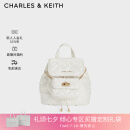 CHARLES&KEITH菱格大容量柔软多用背包双肩包包女包七夕礼物CK2-60151400 Cream奶白色 S