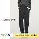 Massimo Dutti折扣季2026女装都市百搭智性通勤风羊毛混纺条纹休闲裤05054901 黑灰色 36 (165/66A)