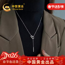 中国黄金几何流苏毛衣链项链女新年情人节礼物送女友老婆生日 几何流苏银套链【今/次日达】