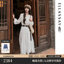 歌力思（ELLASSAY）【100%桑蚕丝】博主同款25春夏新款度假镂空连衣裙女EWB361Y00700 纯净白 S
