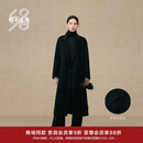 鄂尔多斯1980【明星同款】羊绒双面呢翻领女浴袍款大衣25冬 黑 M 165/84A