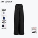 ANN ANDELMAN2026春季新款穿插扭结设计感西裤黑色直筒阔腿休闲裤 黑色 XS