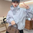 【爆款推荐】2026春季新款洋气女上衣冲锋衣女短款外套运动小个子 蓝色 XL （140-160斤）