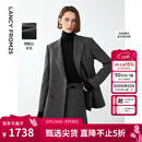 朗姿复古羊毛灰色高智气质通勤职业西服外套女2024冬季新款西装 深灰色2 2XL