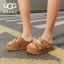 UGG夏季女士舒适厚底露趾可调式束带凉拖鞋 1155458CHE|栗色 37