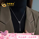 中国黄金几何流苏毛衣链项链女38妇女神节礼物女朋友老婆生日 几何流苏银套链【今/次日达】