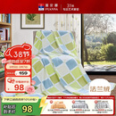 富安娜家纺毛毯 双人加大空调毯午睡毯法兰绒毯子 邂逅阳光180*200cm 绿