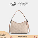 蔻驰（COACH）奥莱女士女包经典标志LAUREL 31号流浪包单肩包斜挎包腋下包礼物 SV/沙黄色/灰褐色