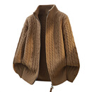 【高档品质】双头拉链开衫针织毛衣外套男装提花老钱风时尚男款YW 焦糖色 3XL 【建议150-165斤】