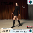 思加图杨幂同款骑士乐章长靴高筒靴骑士靴女EAJ48DG5 酷飒黑 37