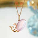 喜钻38女神礼物丨红18K金黄水晶吊坠女宝石彩宝粉水晶时尚百搭送女友 金重约1.39g【粉晶约7克拉+钻石约2分】送银链