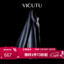 威可多（VICUTU）男士风衣时尚立领可双面穿中长款商务大衣外套 灰蓝色 XL 180/100B