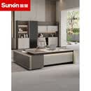 圣奥（sunon）老板桌办公桌椅组合简约现代董事长办公室大班台总裁桌椅直销 2.8米老板桌+3.35米文件柜送装