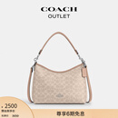 蔻驰（COACH）奥莱女士女包经典标志LAUREL 31号流浪包单肩包斜挎包腋下包礼物 SV/沙黄色/灰褐色