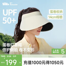 蕉下（beneunder）蛋卷灯罩帽防晒帽女遮阳帽太阳帽大檐空顶帽男加长侧檐全脸遮阳白