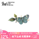 She's茜子发饰斑斓蝶梦刺绣蝴蝶捏夹轻奢发夹刘海夹38节礼物送女友