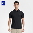 FILA 菁英POLO斐乐官方男子针织短袖POLO衫2026夏季新款防晒上衣 深黑-BK XL 180/100A/XL
