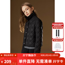 ELLE KIDS童装 菱格绗棉翻领棉服女童冬季新款复古风休闲保暖外套 黑色 160 (S)