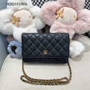 Chanel【二手95新】Chanel香奈儿woc黑银羊皮发财包 女士单肩斜挎包 奢侈品箱包 99新黑金荔枝皮单肩包