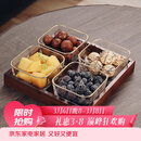 格娜斯 玻璃水果盘客厅复古轻奢创意零食分格干果盘北欧ins点心糖果盘