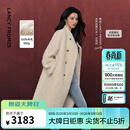 朗姿【王楚然同款 羊毛卷】羊毛设计感仿皮草大衣冬季新款 米白色 M