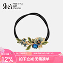 She's茜子梵高鸢尾手工滴油发绳渐变花朵双股皮筋头绳生日礼物送女友