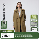 朗姿【王楚然同款 25h风衣】Basic衣橱经典双排扣高智通勤女风衣外套 棕色 S