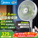 美的（Midea）【幸运草安睡1S】一级能效直流变频声控电风扇家用遥控卧室静音落地扇台式桌面抗菌大风力转页扇