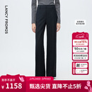 朗姿深灰色直筒裤腿羊毛西装裤女压褶通勤风西服裤2025年冬季新款 深灰色 L