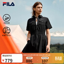 斐乐 斐乐官方女装梭织工装连衣裙夏季时尚凉感防晒收腰裙子 正黑色-BK 3XL 185/100A/XXXL