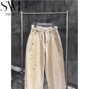 家25ss泼墨白牛「做脏白色牛仔新贵废土风皮制屁兜泥染擦脏 XL(170-185斤) 均码 48小时内发货