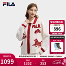 FILA马上起飞腮红毛衣斐乐女士编织开衫2026春季新款毛巾绣翻领外套 云菇白-WT M 165/84A/M