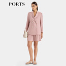 PORTS宝姿女装2026春夏新款短裤LU8P099VWF057 微醺粉 S （4）