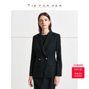 TIE FOR HER Harvard学府西装 廓形小个子羊毛极简通勤女士西装外套 经典黑 LES011A M