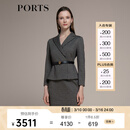 PORTS宝姿女装秋冬新款长袖中长连衣裙LM9N031NCF020 黑色格子 S (4)