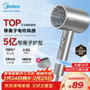 美的（Midea）5亿等离子护发电吹风 家用负离子护发吹风筒 1800W大功率快干便携吹风机 FJ308银 节日/生日礼物