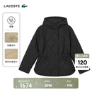 LACOSTE法国鳄鱼女装25秋冬新款菱形绗缝连帽棉服外套|BF2493 031/黑色 M 38