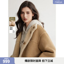 ELLE法式复古麂皮绒毛绒短外套女2025冬季新款仿皮草宽松通勤上衣 卡其 【预售】 S