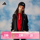 adidas女大童休闲三条纹长袖套装儿童秋季阿迪达斯官方轻运动   黑色/白色   164