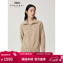珍贝ZB/珍贝加厚纯羊绒衫女翻领长袖双拉链针织开衫外套2025新品31320 自然色 厚款 M (100)
