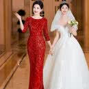 轻奢小众高端优雅气质喜妈妈婚宴晚礼服春季新款高级感喜婆婆晚装 酒红色 XL