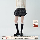 茶·愫（PURE TEA）【法式千金】puretea茶愫芭蕾少女层叠蛋糕裙裤休闲裤女2026春新 石墨黑 S
