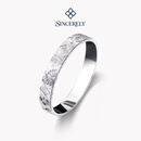 盛世琦缘铂金手镯女pt950白金手镯半实心正圆铂金950手镯碎冰冰吉言手镯 60mm 重33.58g 粗约9.5mm