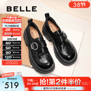 百丽（Belle）张凌赫推荐黑巧乐福鞋女商场英伦风牛皮厚底小皮鞋E1Z1DAM6预售 黑色 37