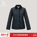 哈吉斯哈吉斯女装 2025秋季新款女士灯芯绒领菱形格棉服女ASSSU0CCU21 藏青色NV M (160/84A 38)