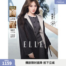 ELLE【祝绪丹同款】绵羊毛自在廓形双面呢大衣女25冬新款毛呢外套 深灰（大衣+马甲真两件套） S