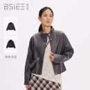 BSIEEBSiEE本涩25秋新格纹半身裙松弛感镂空针织衫皮革外套 果壳外套 S