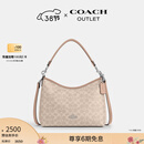 蔻驰（COACH）奥莱女士女包经典标志LAUREL 31号流浪包单肩包斜挎包腋下包礼物 SV/沙黄色/灰褐色