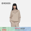 ERDOS【初绒】25秋冬带帽休闲双拉链百搭日常女开衫羊绒衫 浅驼 M 165/84A